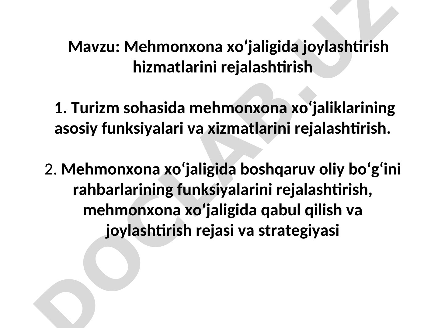 Mehmonxona joylashtirish xizmatlari taqdimoti