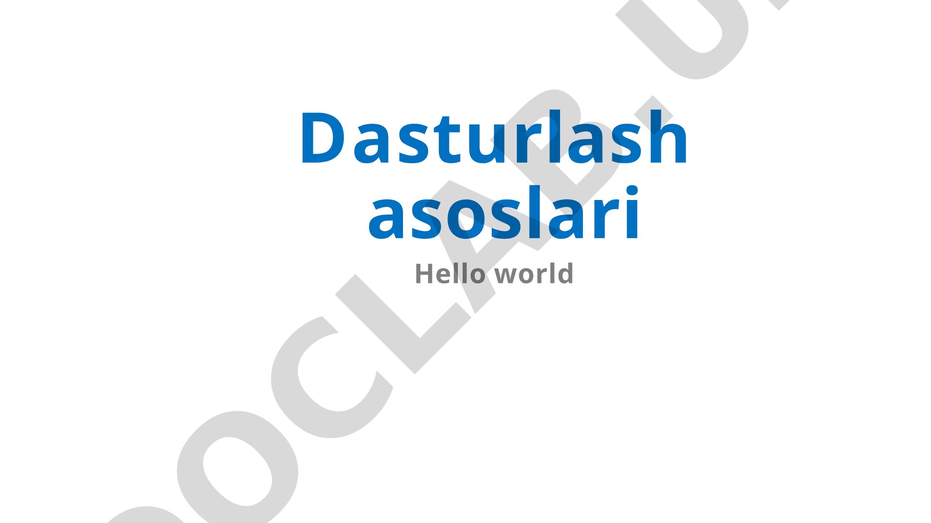 Dasturlash asoslari: ma'lumotlarni ifodalash