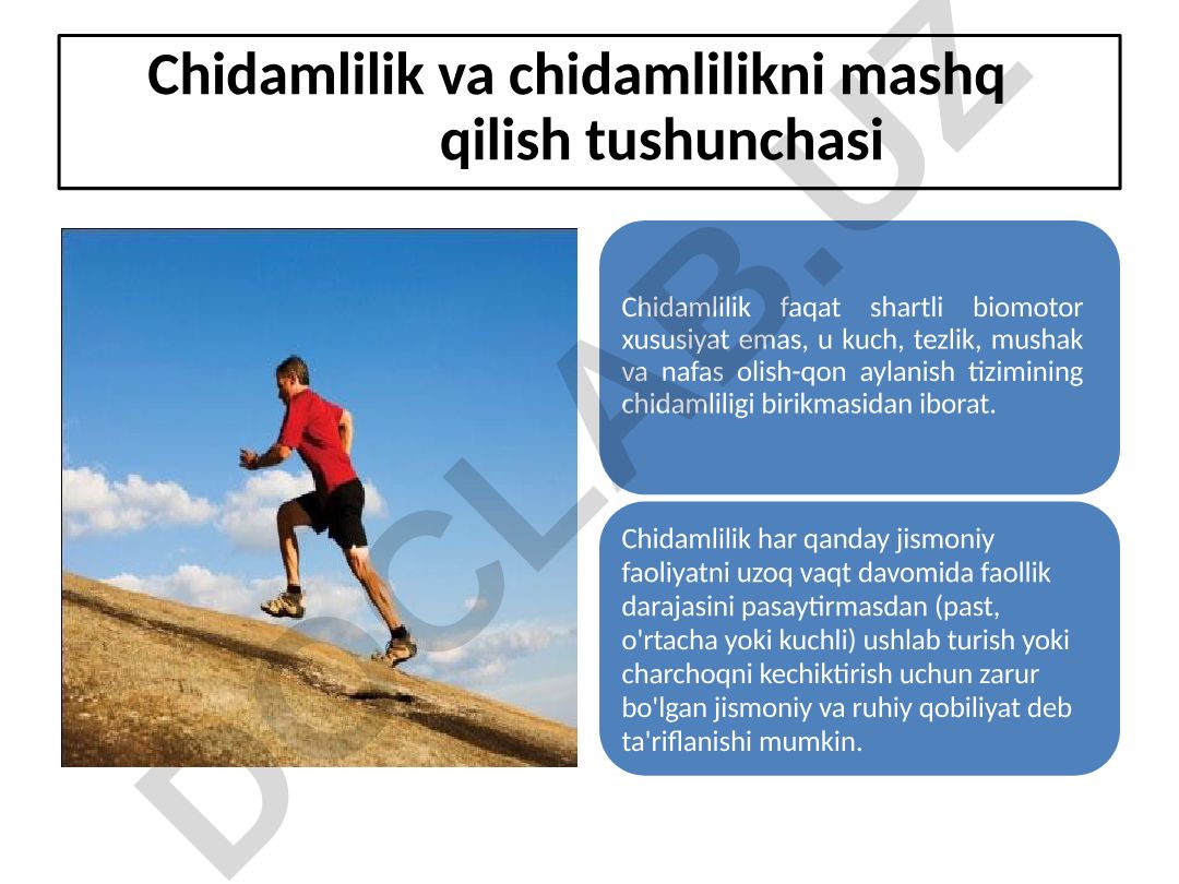 Chidamlilik va chidamlilikni mashq qilish tushunchasi