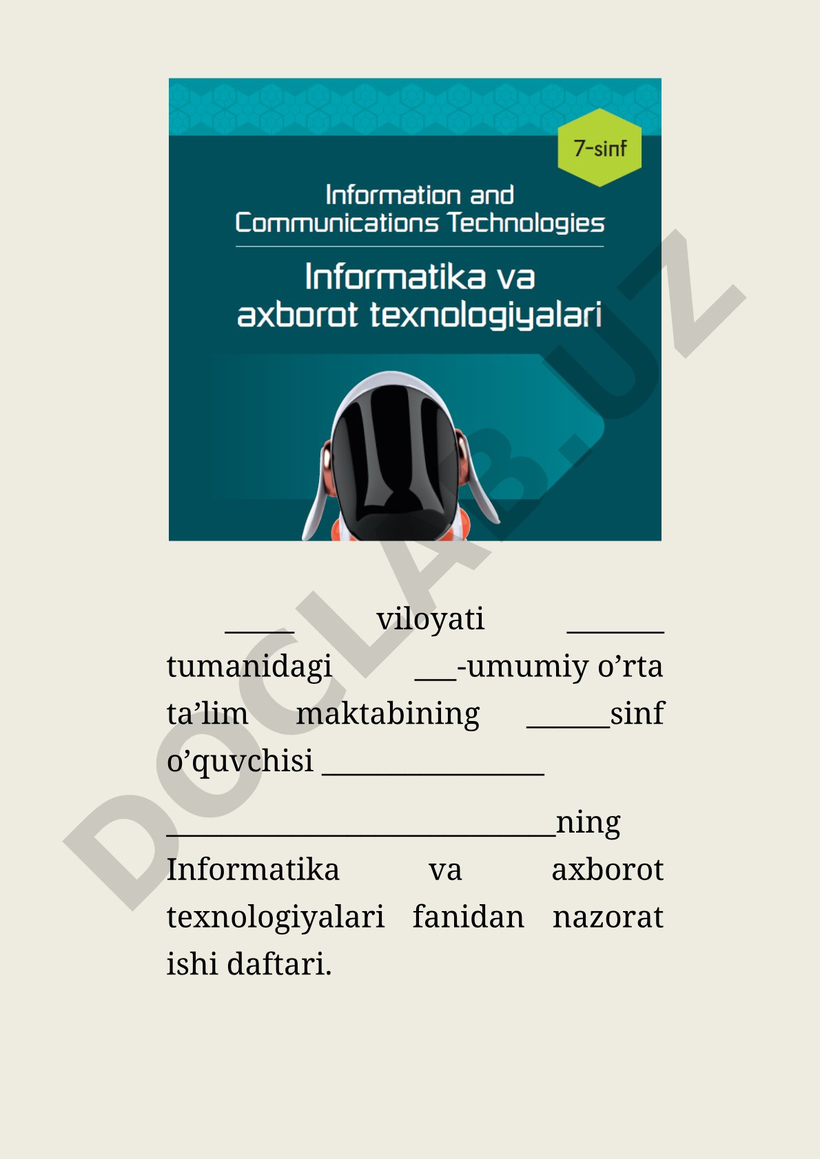 Informatika nazorat ishi daftari