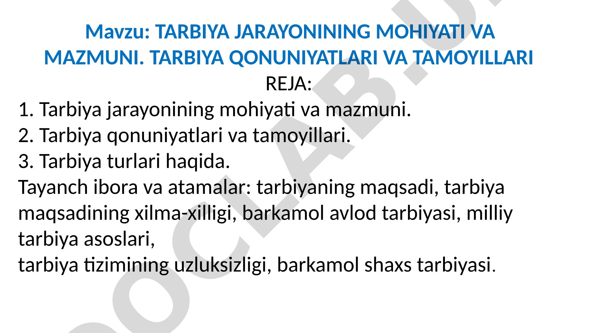 Tarbiya jarayoni taqdimoti