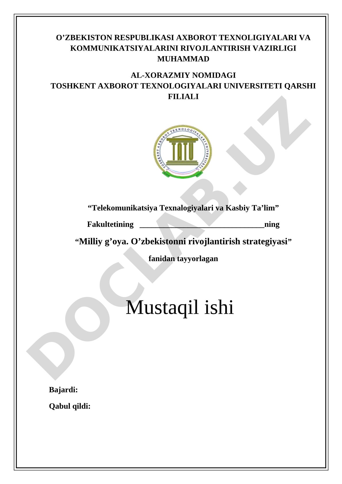 Mustaqil ish hujjati