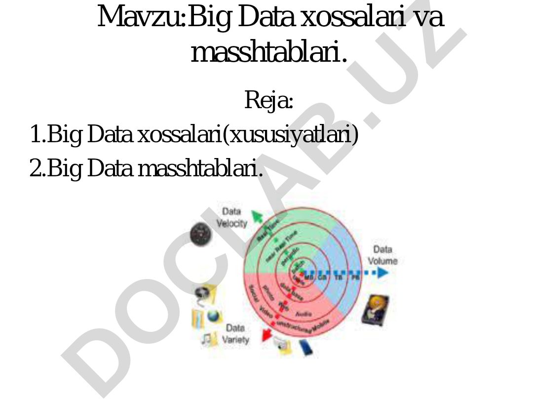 Big Data xossalari va masshtablari