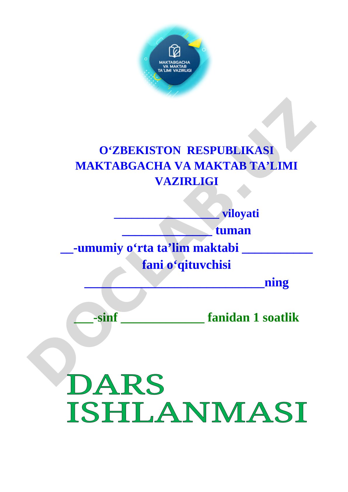1-sinf dars ishlanmasi