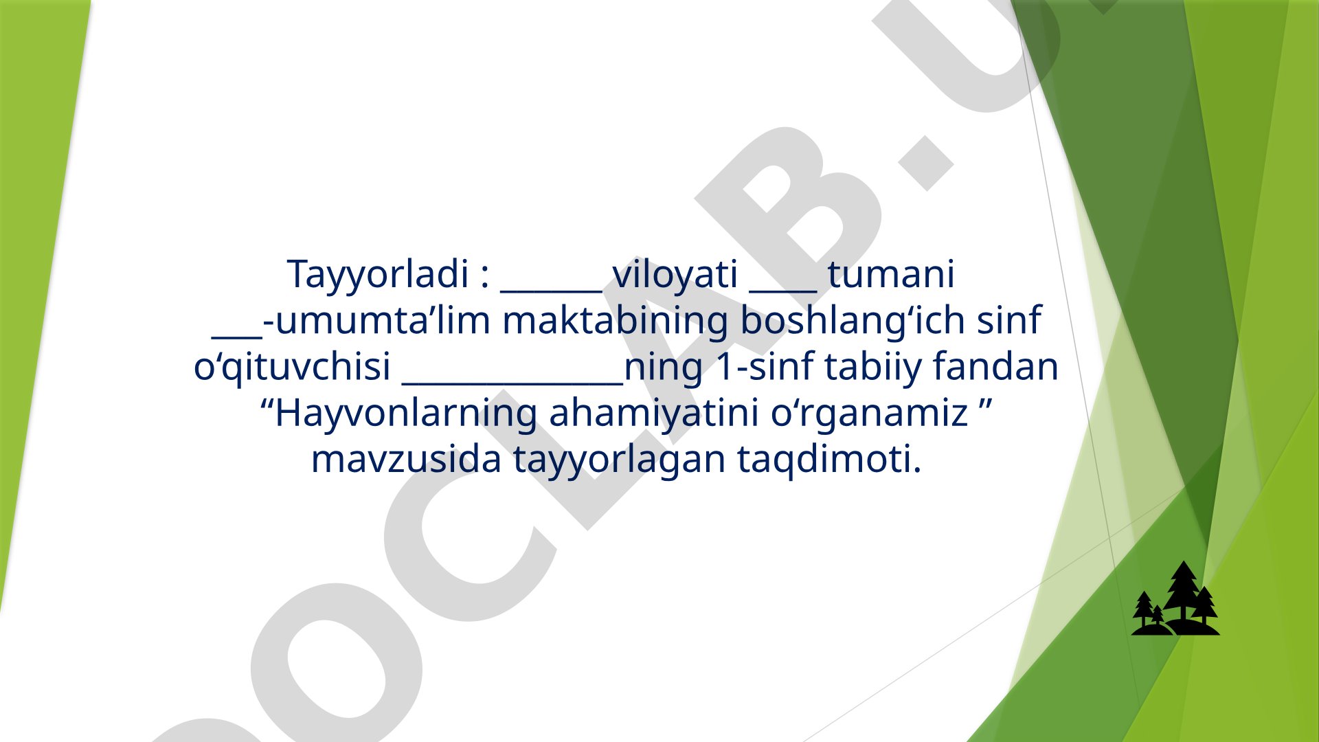 Hayvonlarning ahamiyatini o‘rganamiz