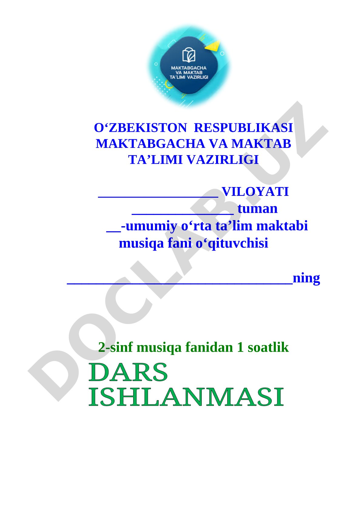 Musiqa fani dars ishlanmasi