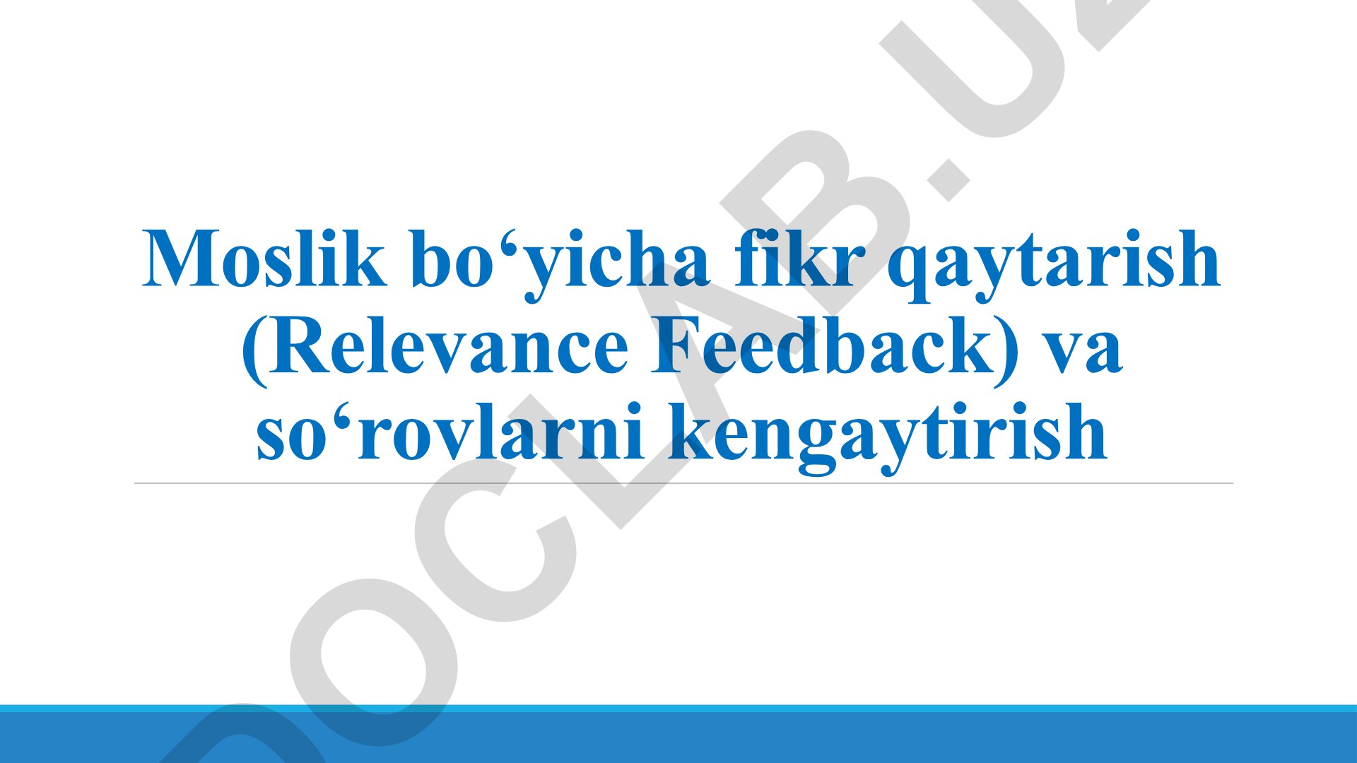 Moslik bo'yicha fikr qaytarish va so'rovlarni kengaytirish