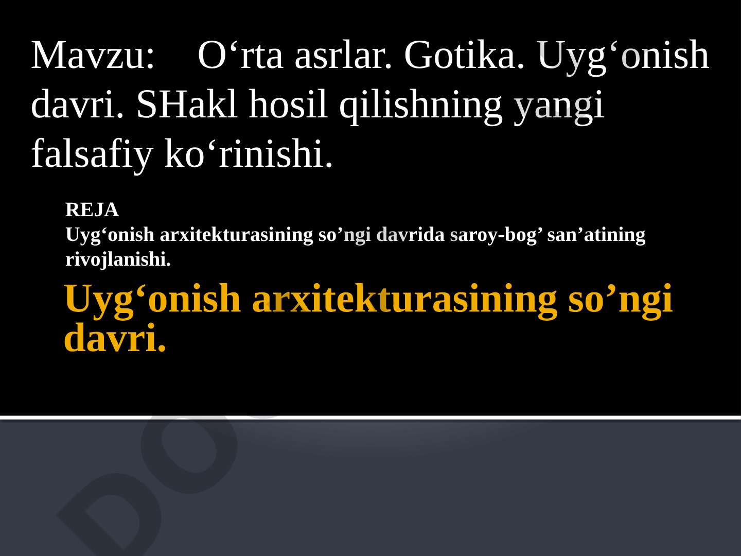 Uyg'onish arxitekturasining so'ngi davri taqdimoti
