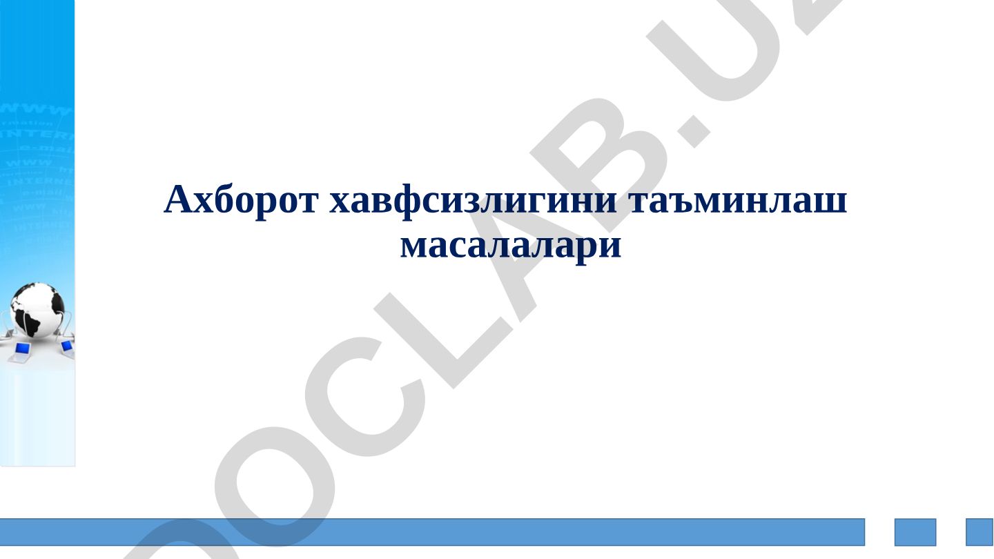 Ахборот хавфсизлигини таъминлаш масалалари ва норматив асослари