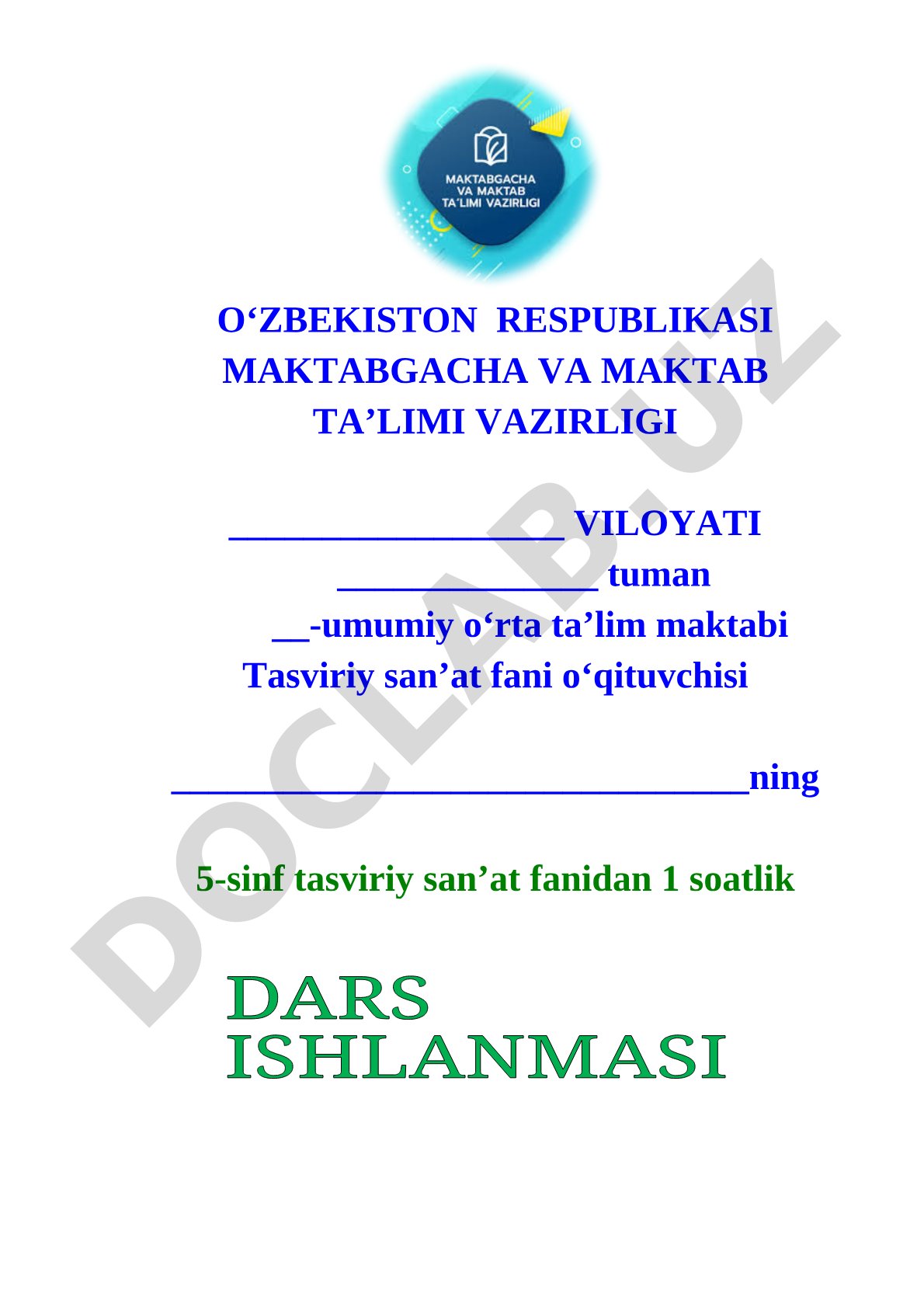 Tasviriy san'at dars ishlanmasi