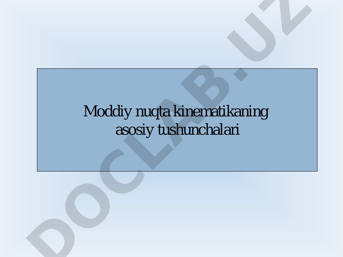 Moddiy nuqta kinematikasi PDF