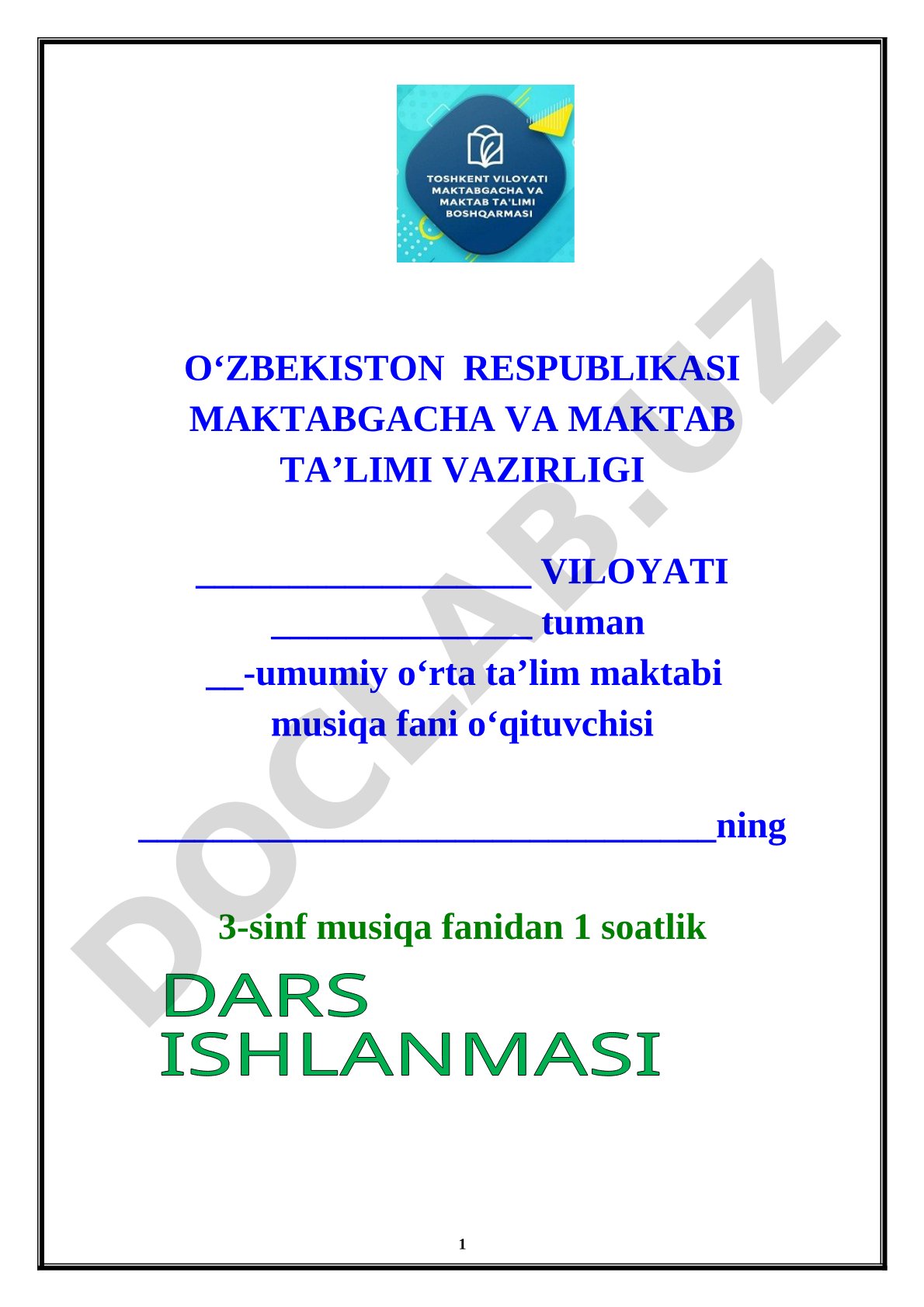 3-sinf musiqa dars ishlanmasi