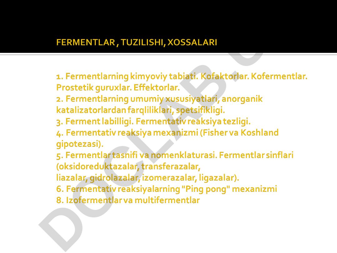 Enzimlarning faollanishida kofaktorlar muhim ahamiyat kasb etadi