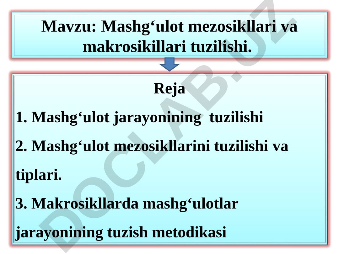 Mashg‘ulot mezosikllari va makrosikllari tuzilishi