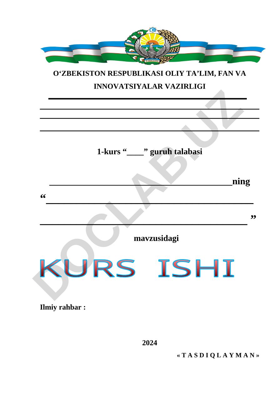 Kurs ishi mavzusi