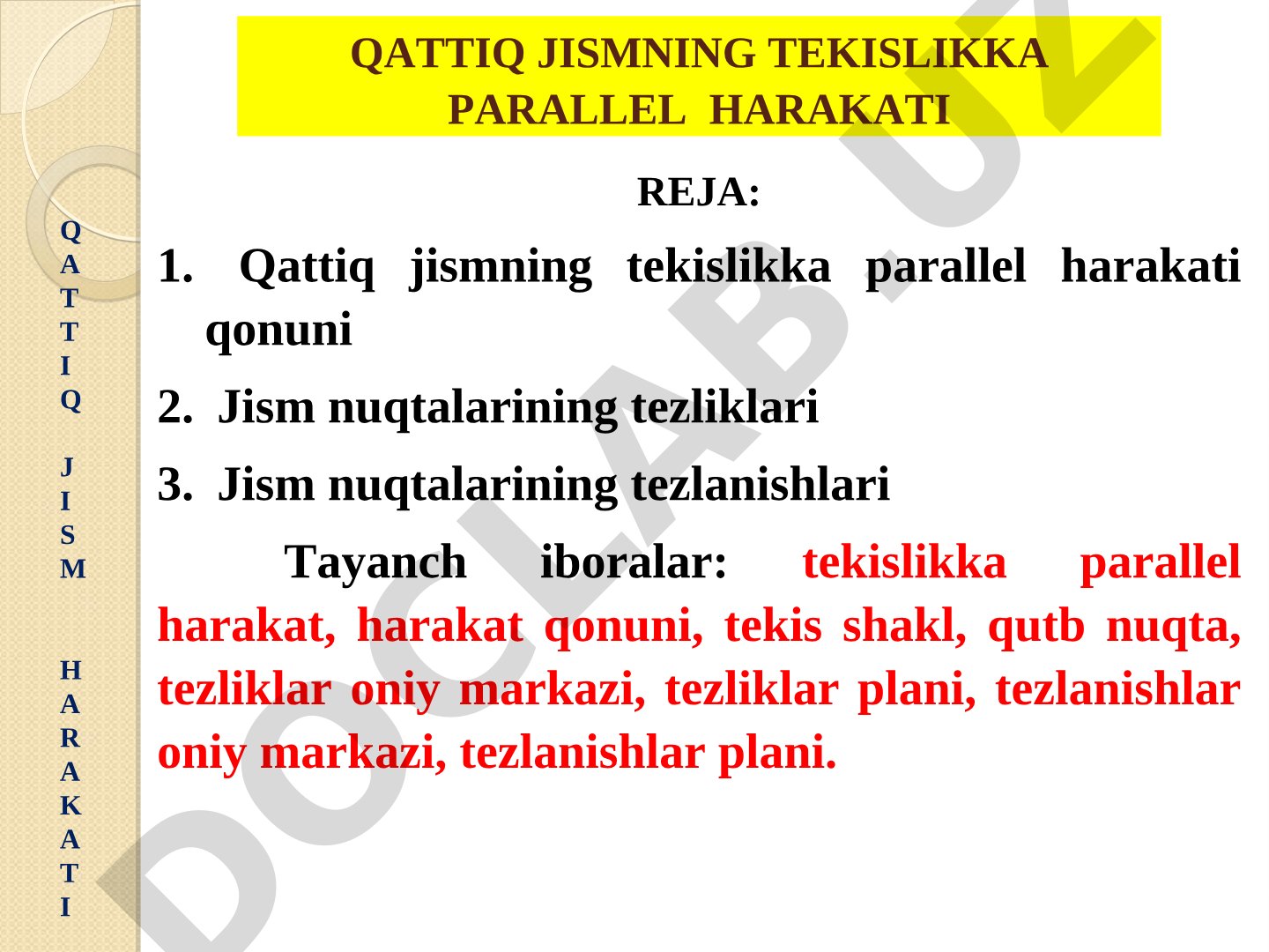 Qattiq jism harakati taqdimoti