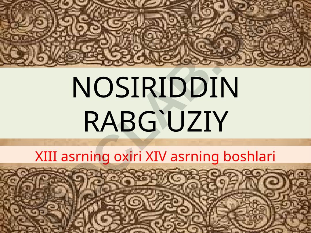 Nosiriddin Rabg'uziyning hayoti va "Qisasi Rabg'uziy" asari