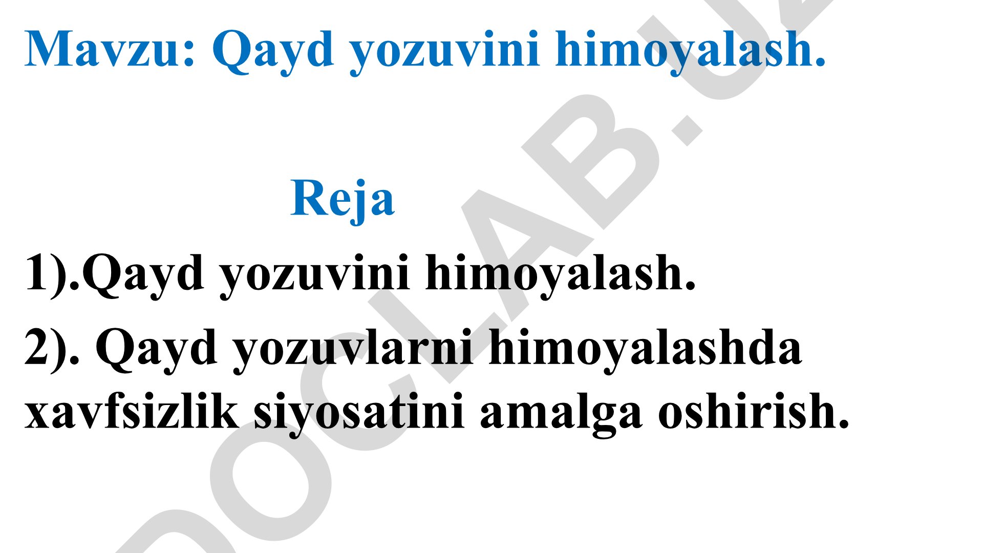 Qayd yozuvini himoyalash