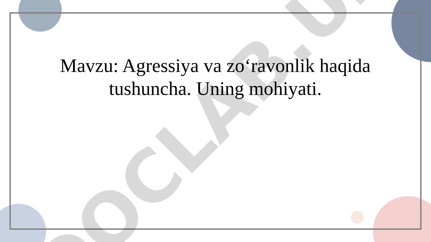 Agressiya va zo'ravonlik taqdimoti