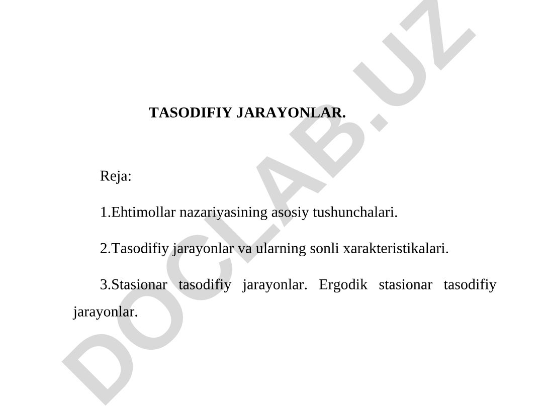 Tasodifiy jarayonlar va ehtimollar nazariyasi