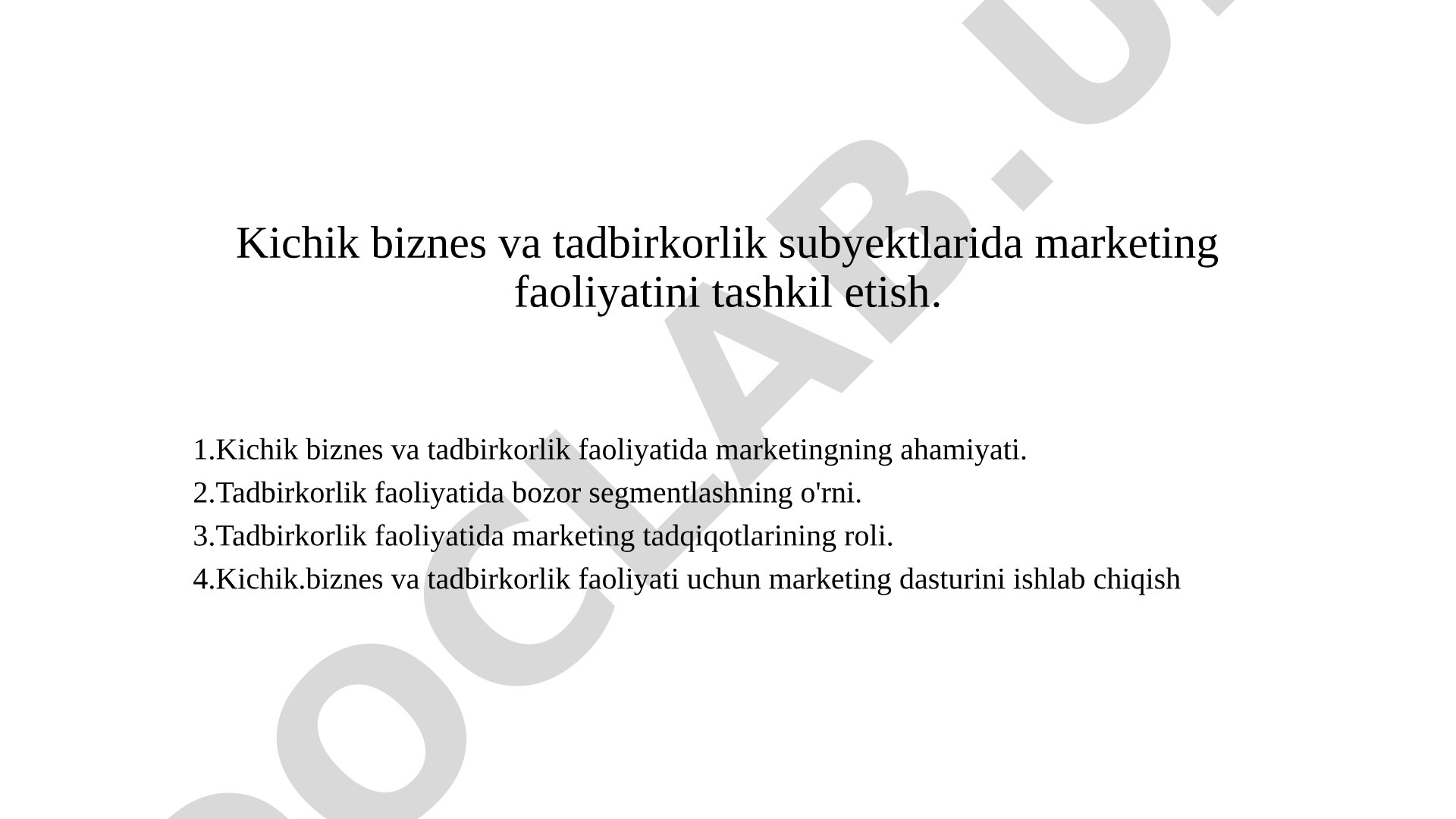 Kichik biznes marketingi taqdimoti