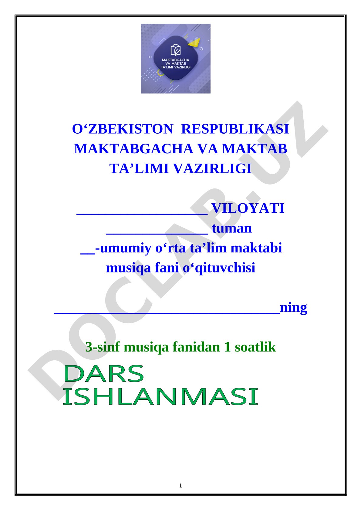 3-sinf musiqa dars ishlanmasi