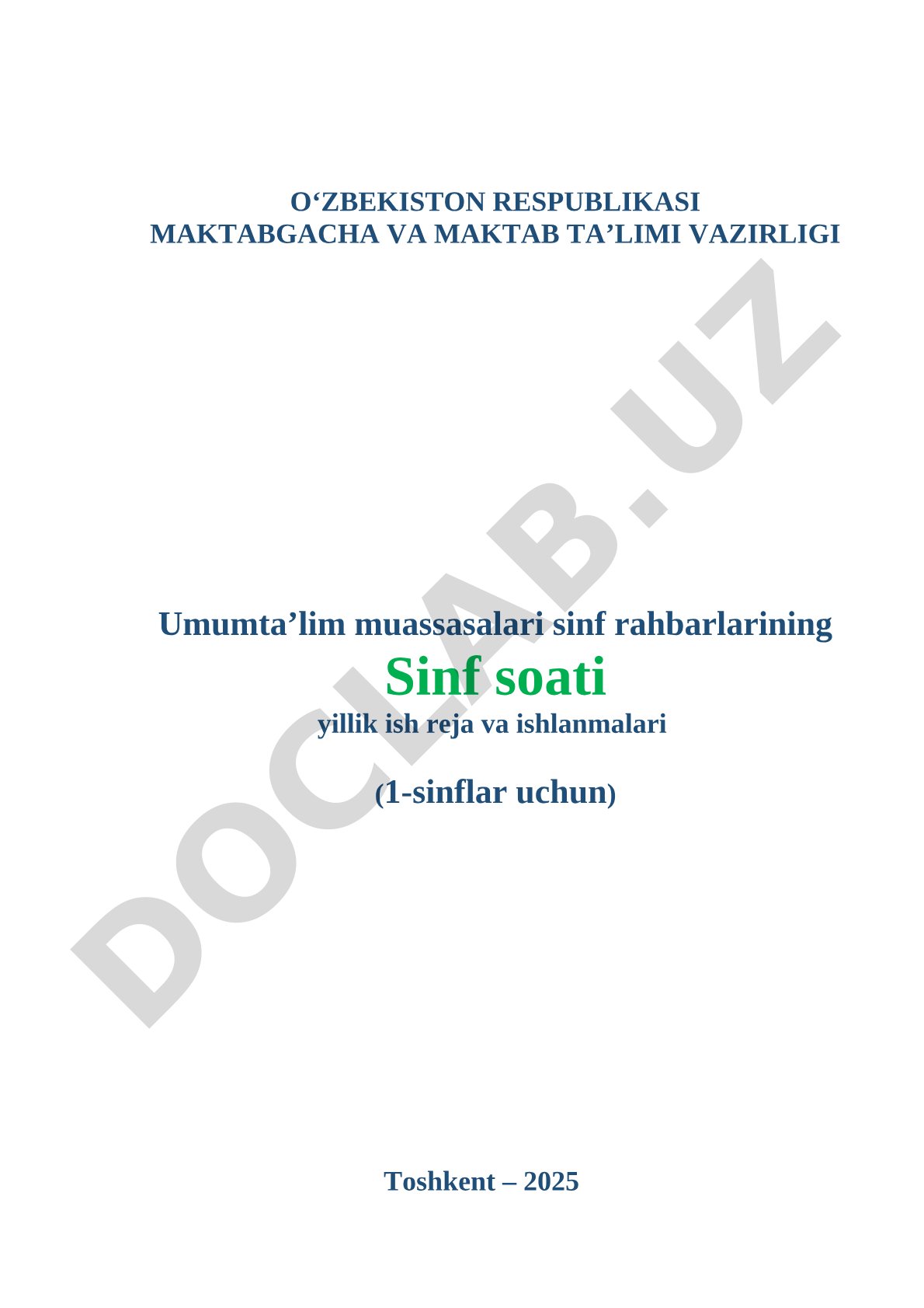 Sinf soati yillik ish rejasi