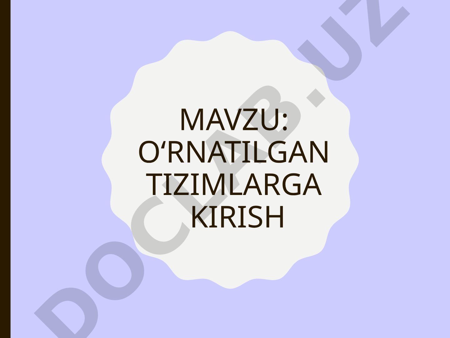 O'rnatilgan tizimlarga kirish