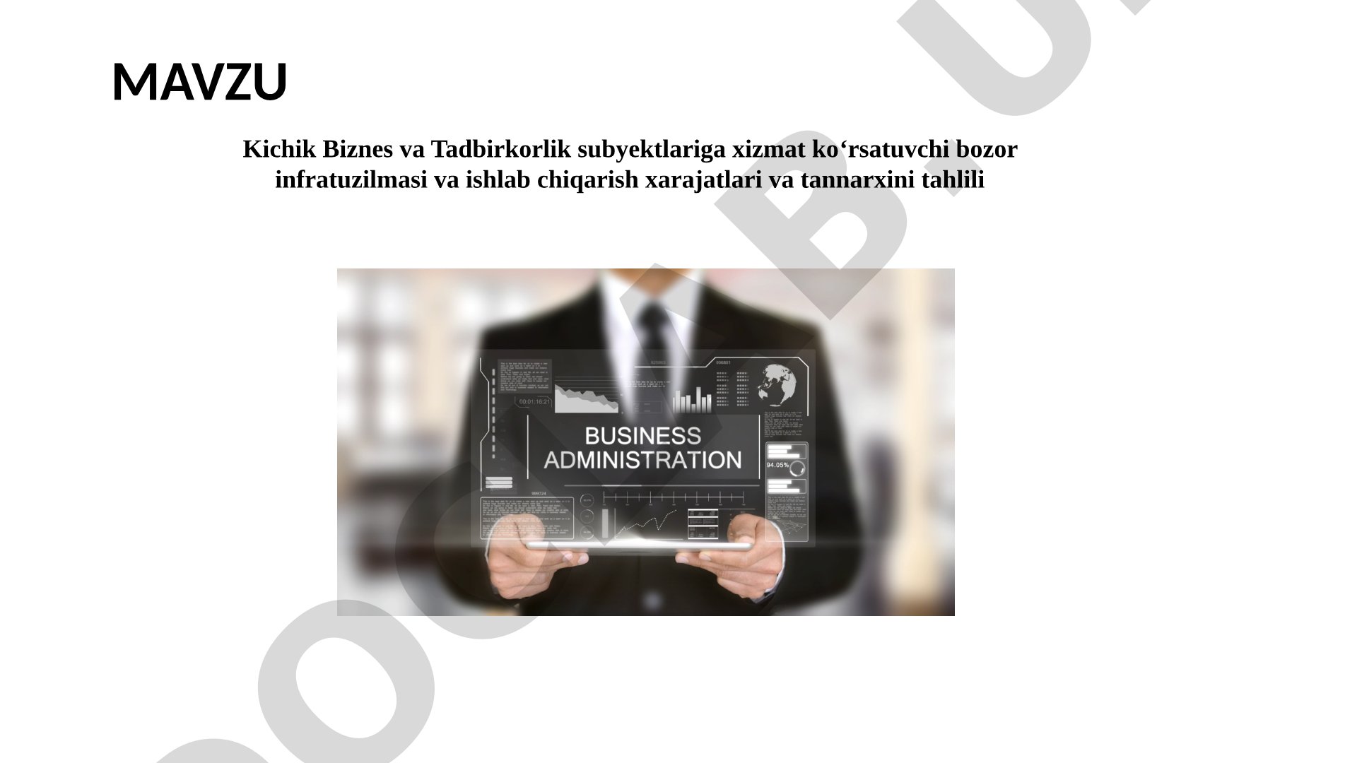 Bozor infratuzilmasi va tannarx tahlili taqdimoti