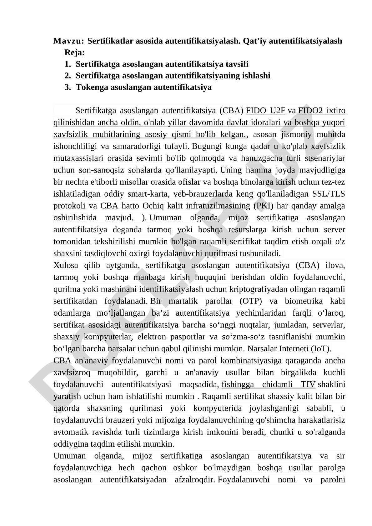 Sertifikatlar asosida autentifikatsiyalash