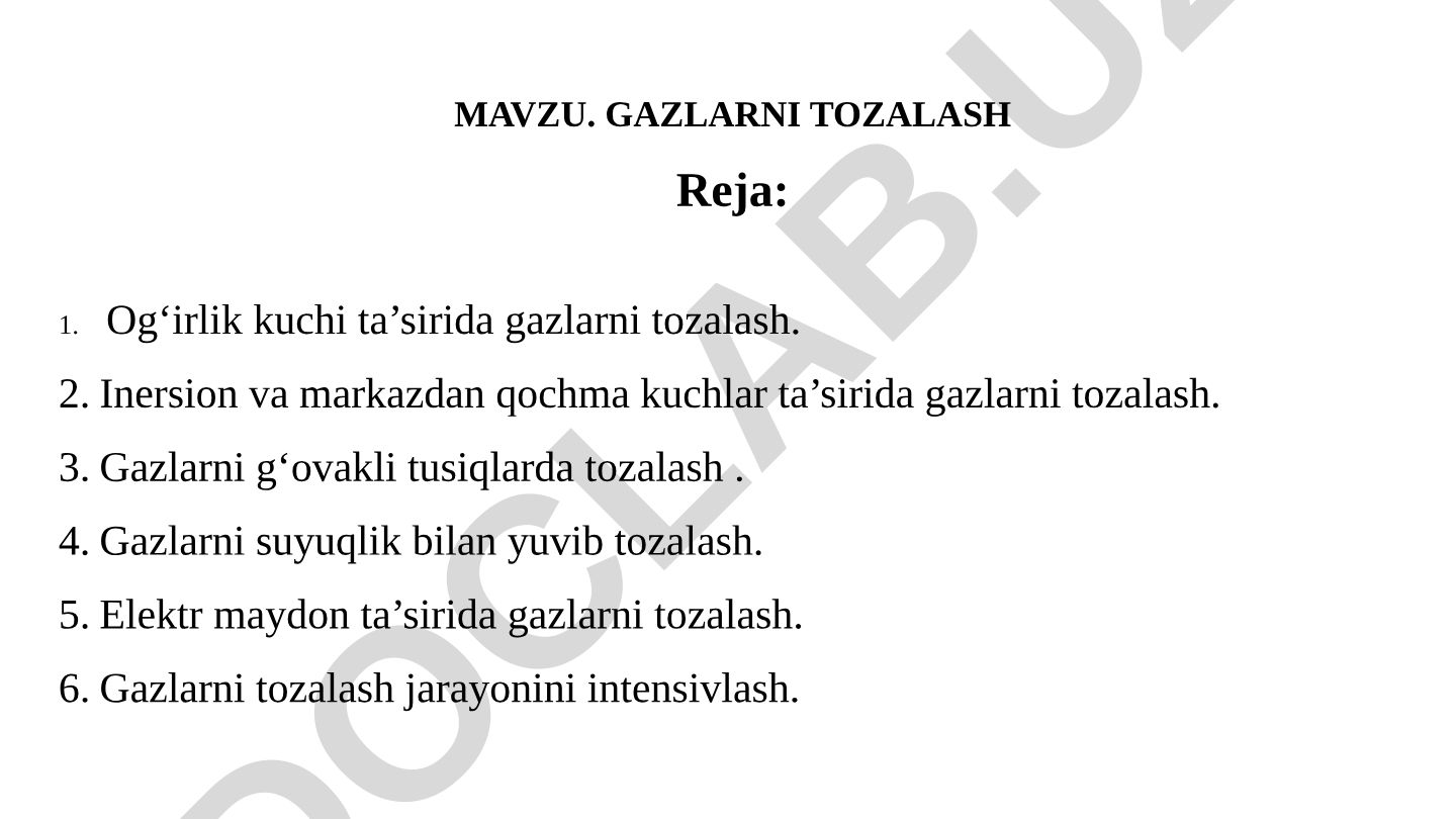 GAZLARNI TOZALASH
