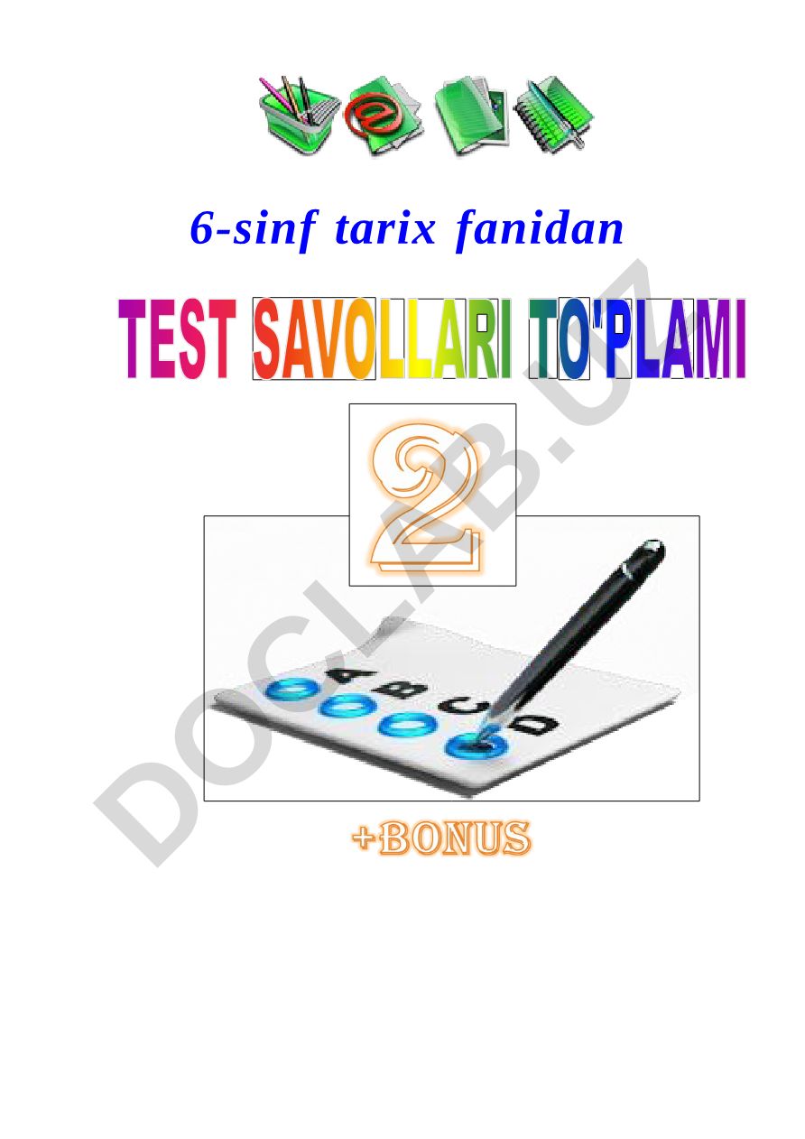 6-sinf tarix fanidan test savollari