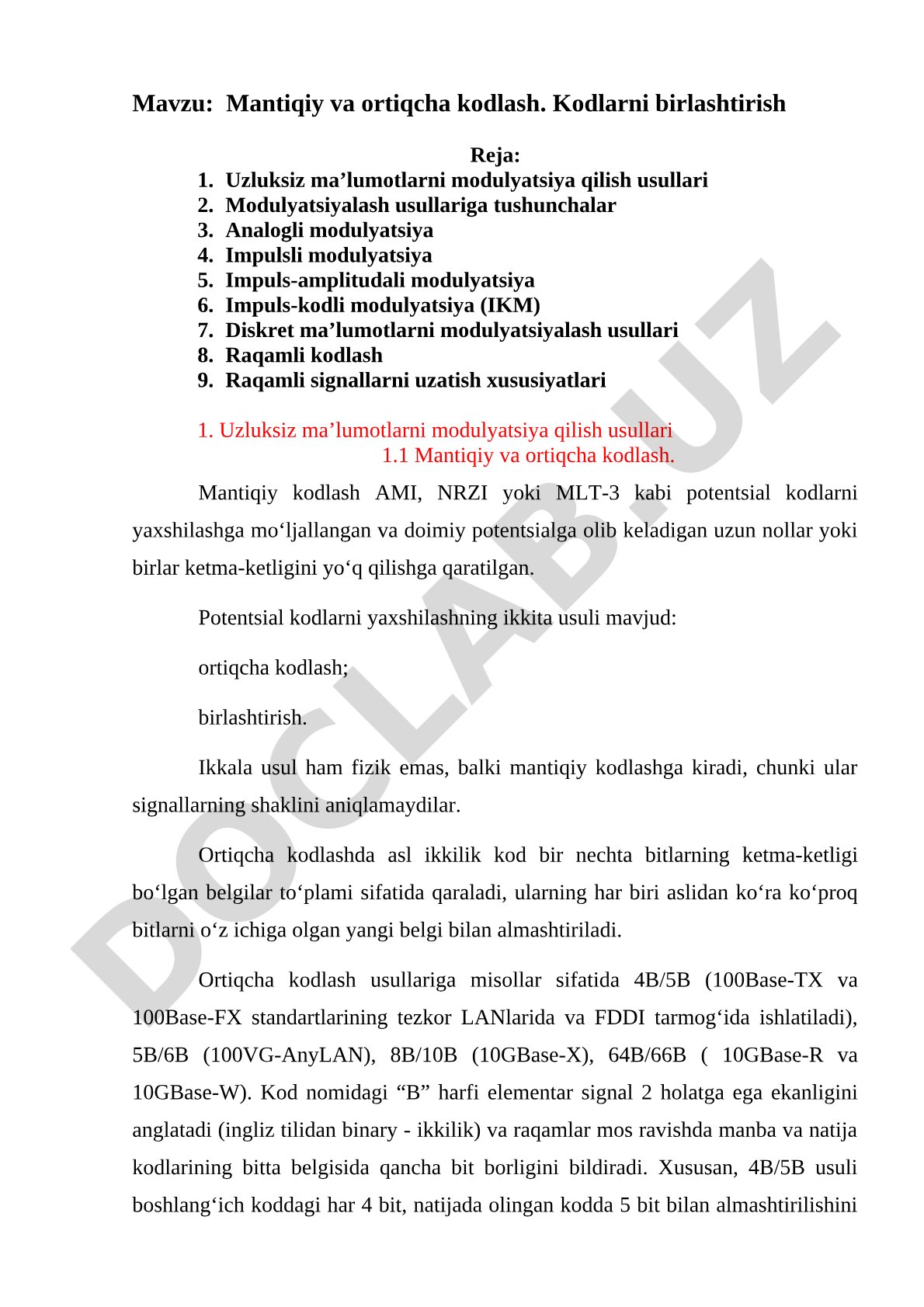 Modulyatsiya usullari yozma ishi