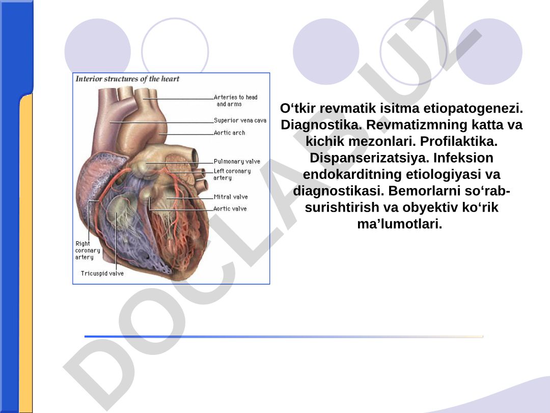 O‘tkir revmatik isitma etiopatogenezi, diagnostikasi va profilaktikasi