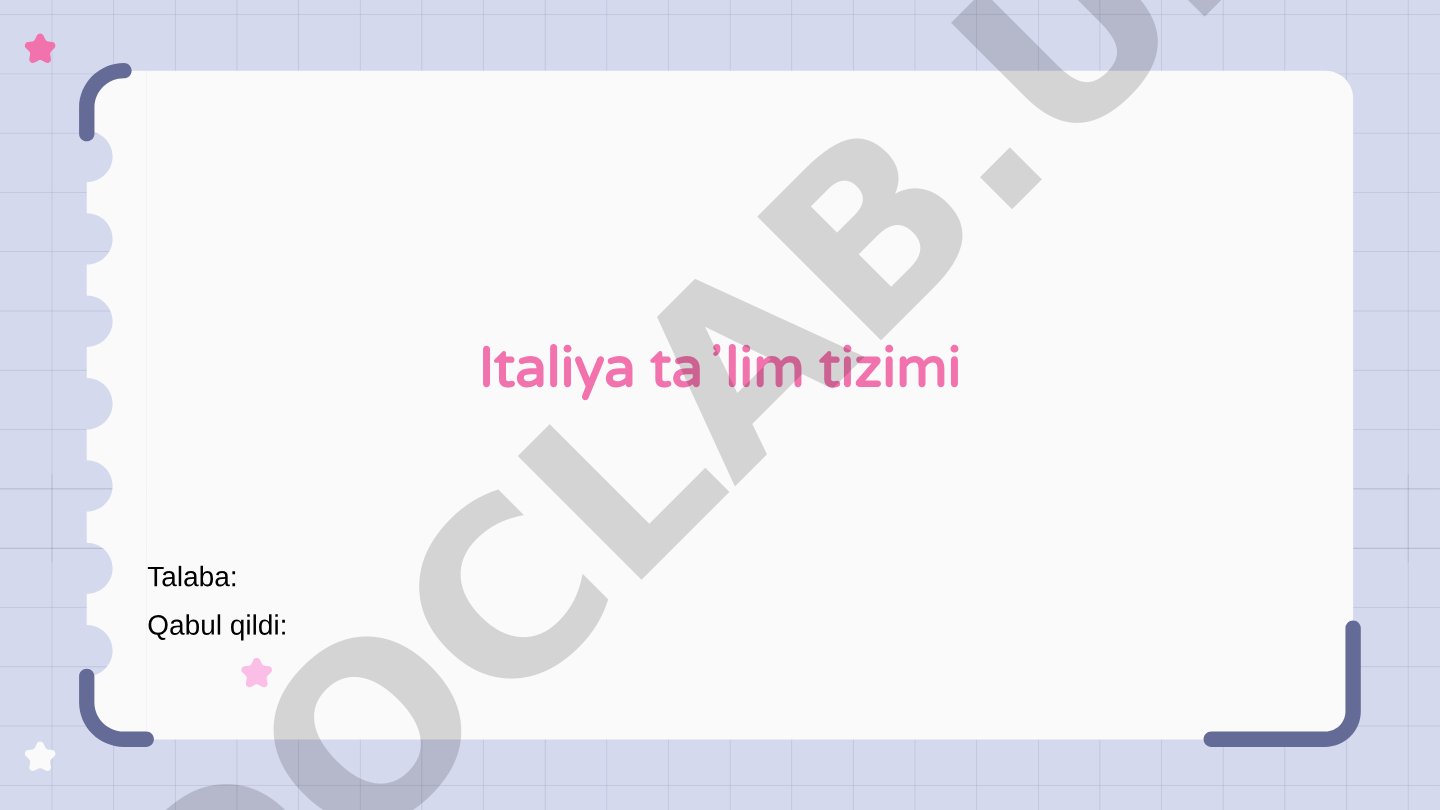 Italiya ta'lim tizimi taqdimoti