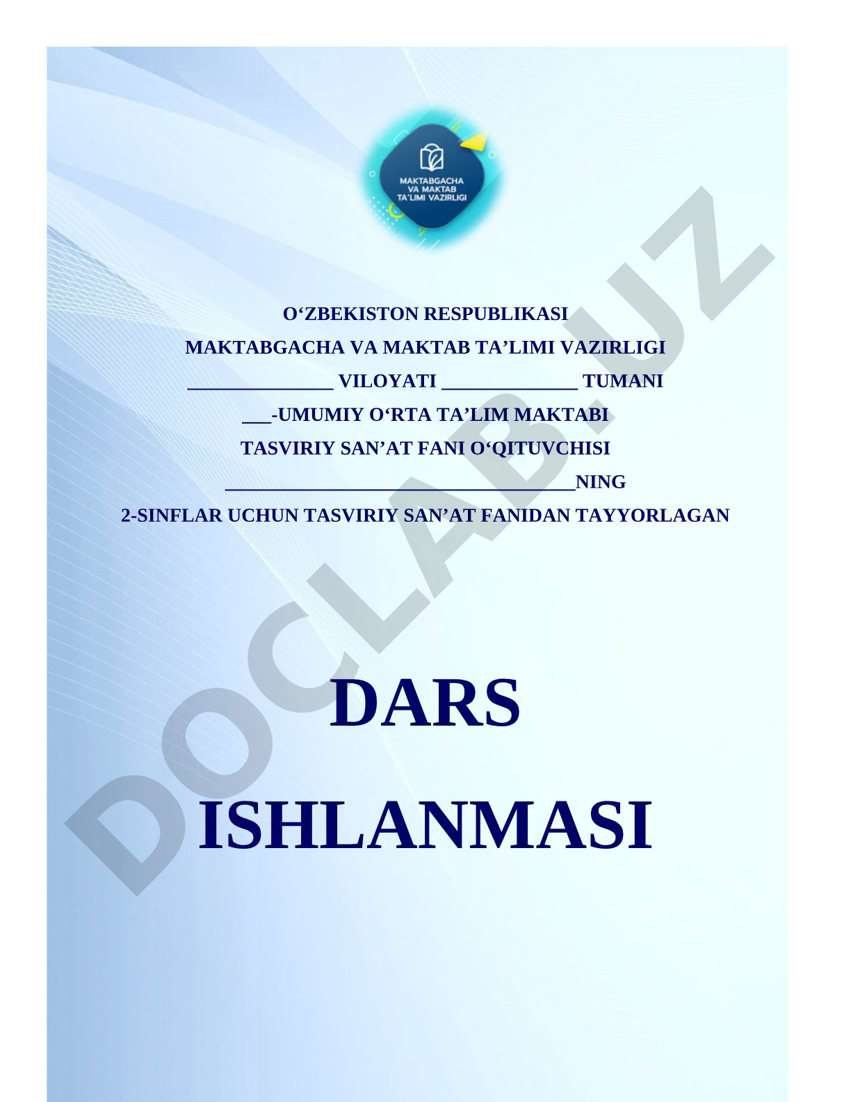Tasviriy san'at fani dars ishlanmasi