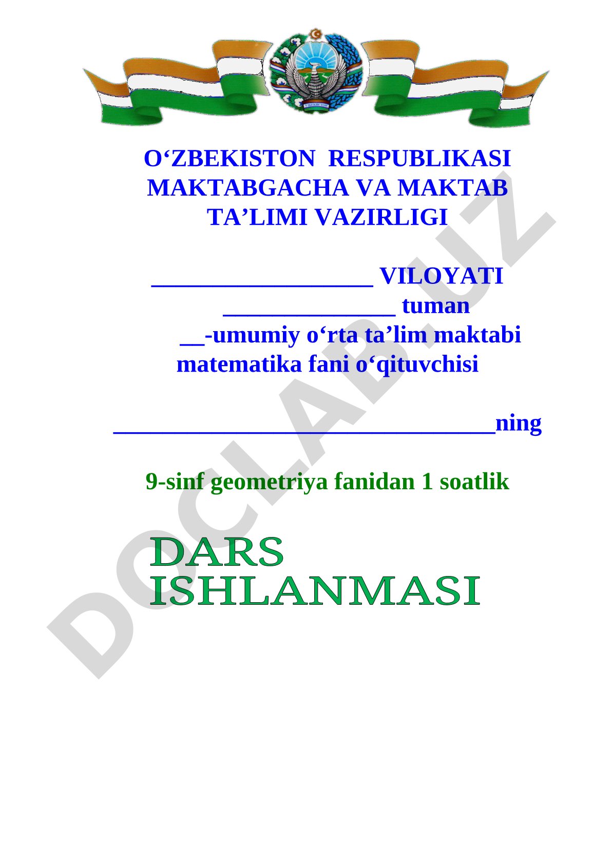 Geometriya dars ishlanmasi