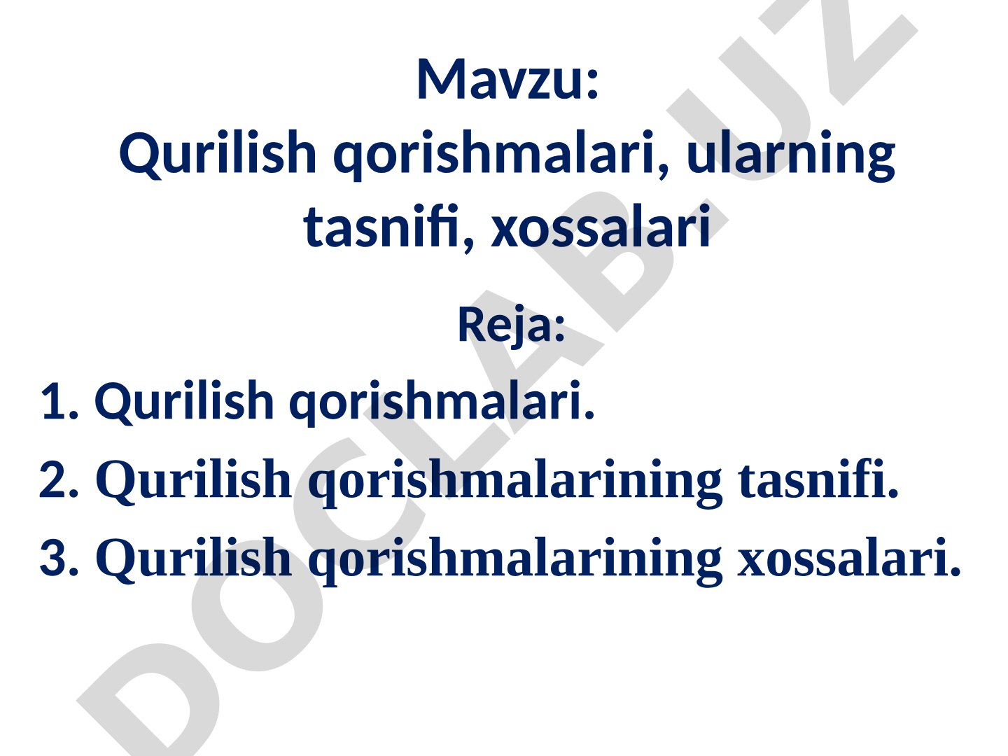 Qurilish qorishmalari taqdimoti