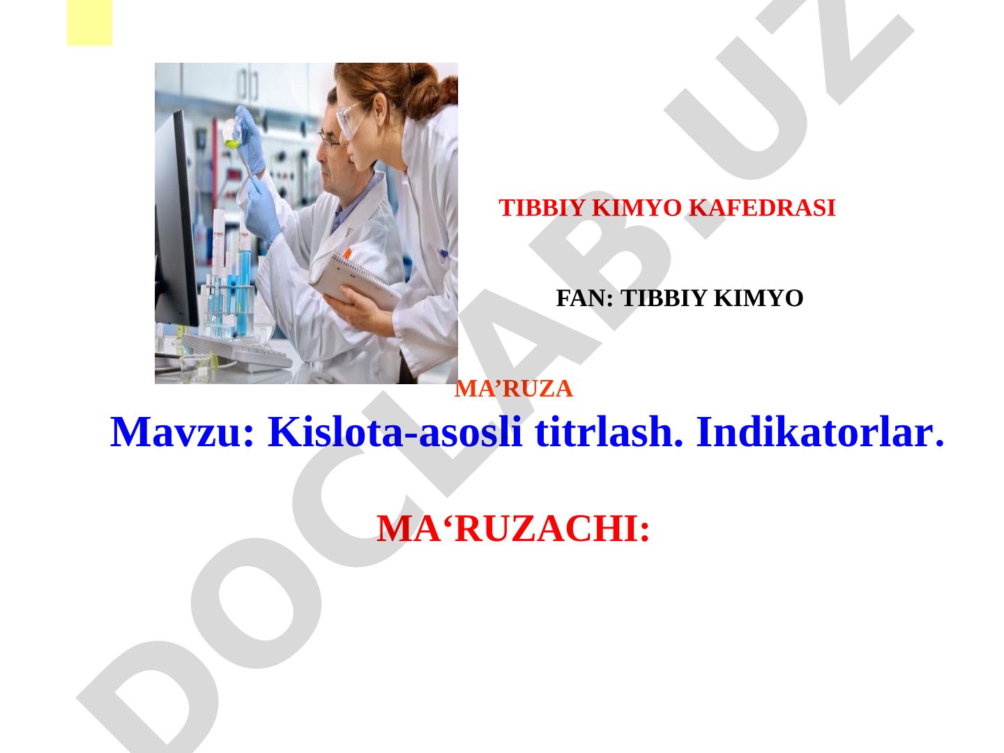 Kislota-asosli titrlash ma'ruza taqdimoti
