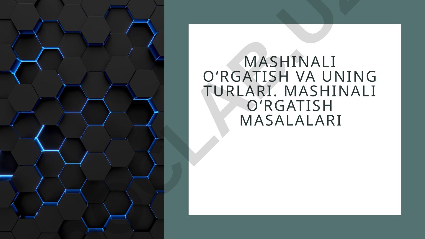 Mashinali o‘rgatish va uning turlari
