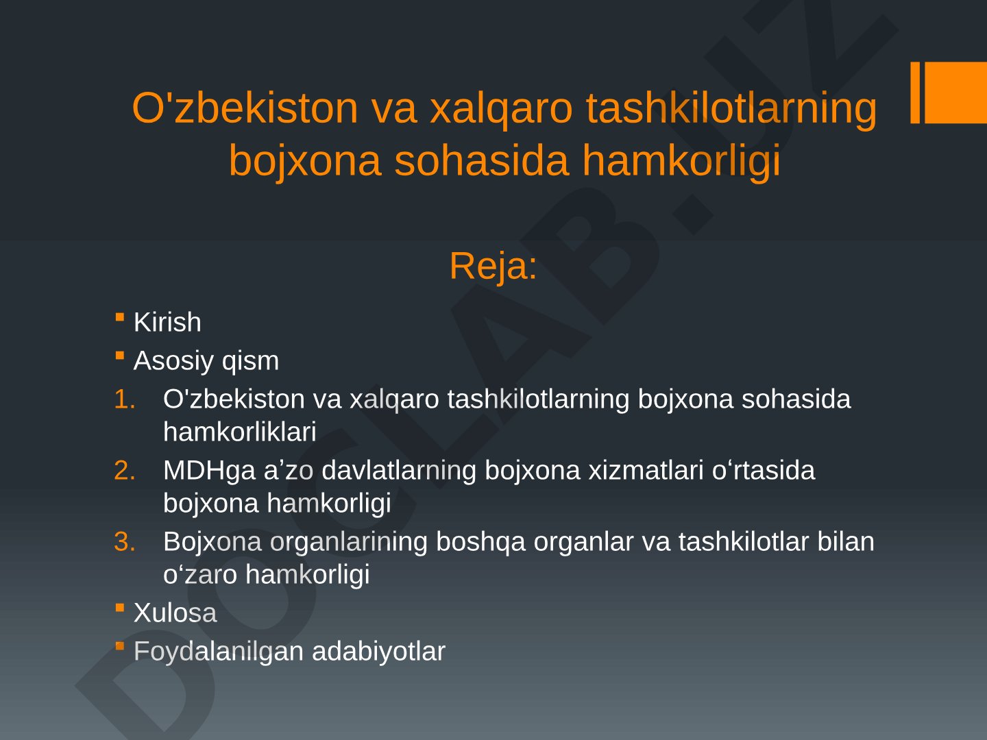 Bojxona hamkorligi taqdimoti