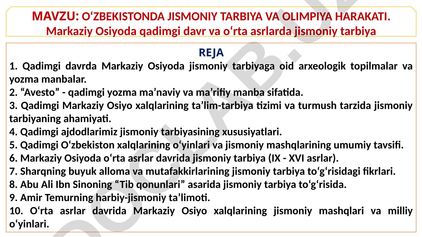 O‘zbekistonda jismoniy tarbiya va Olimpiya harakati tarixi