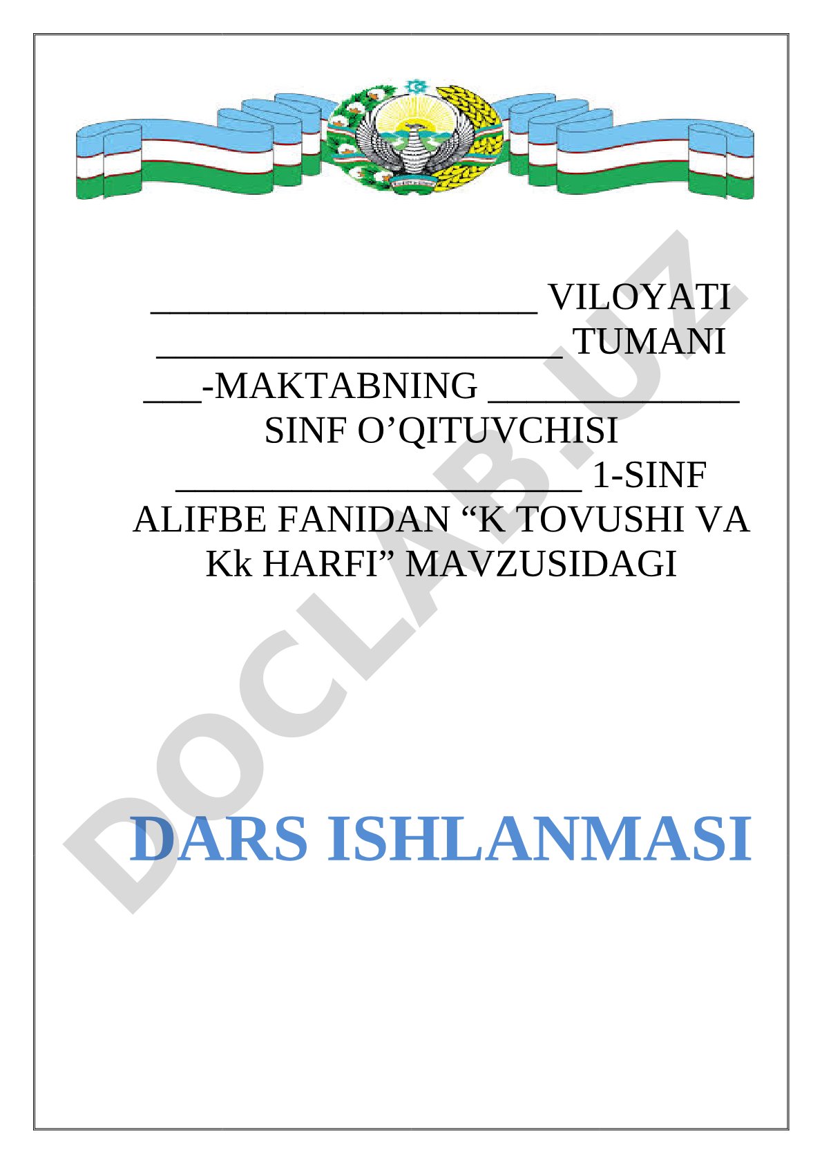 Alifbe dars ishlanmasi