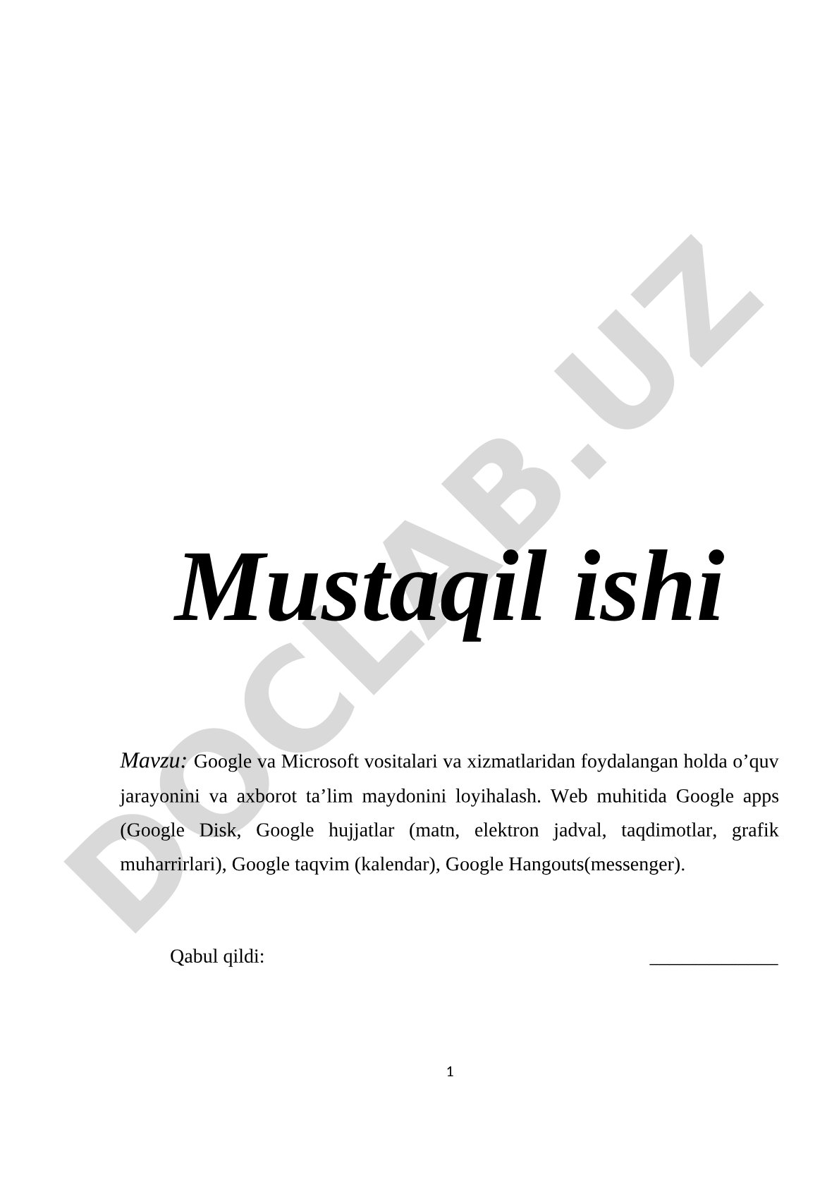 Google va Microsoft o'quv loyihasi