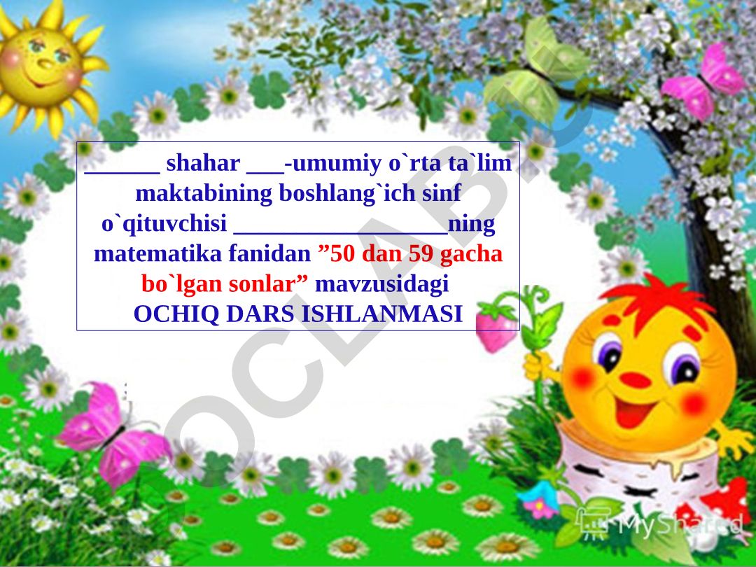 50 dan 59 gacha bo'lgan sonlar