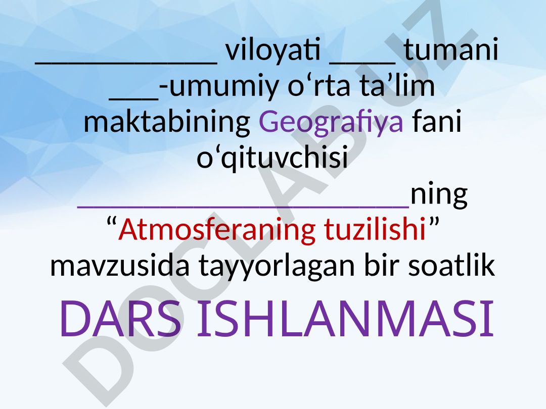 Atmosferaning tuzilishi