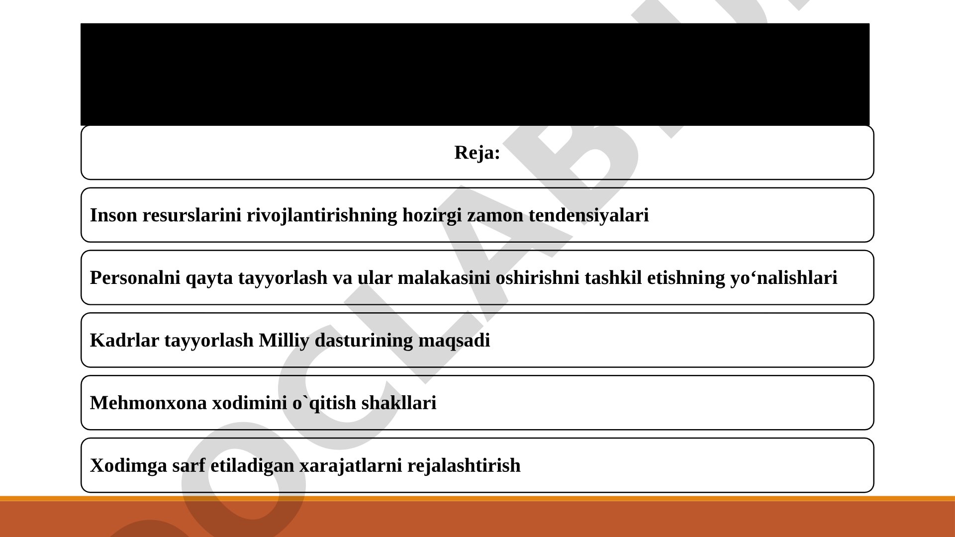 Mehmonxona xodimlarini rivojlantirish taqdimoti