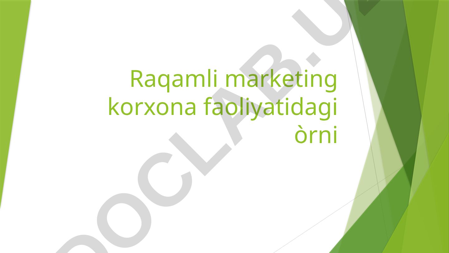Raqamli marketing korxona faoliyatidagi o'rni