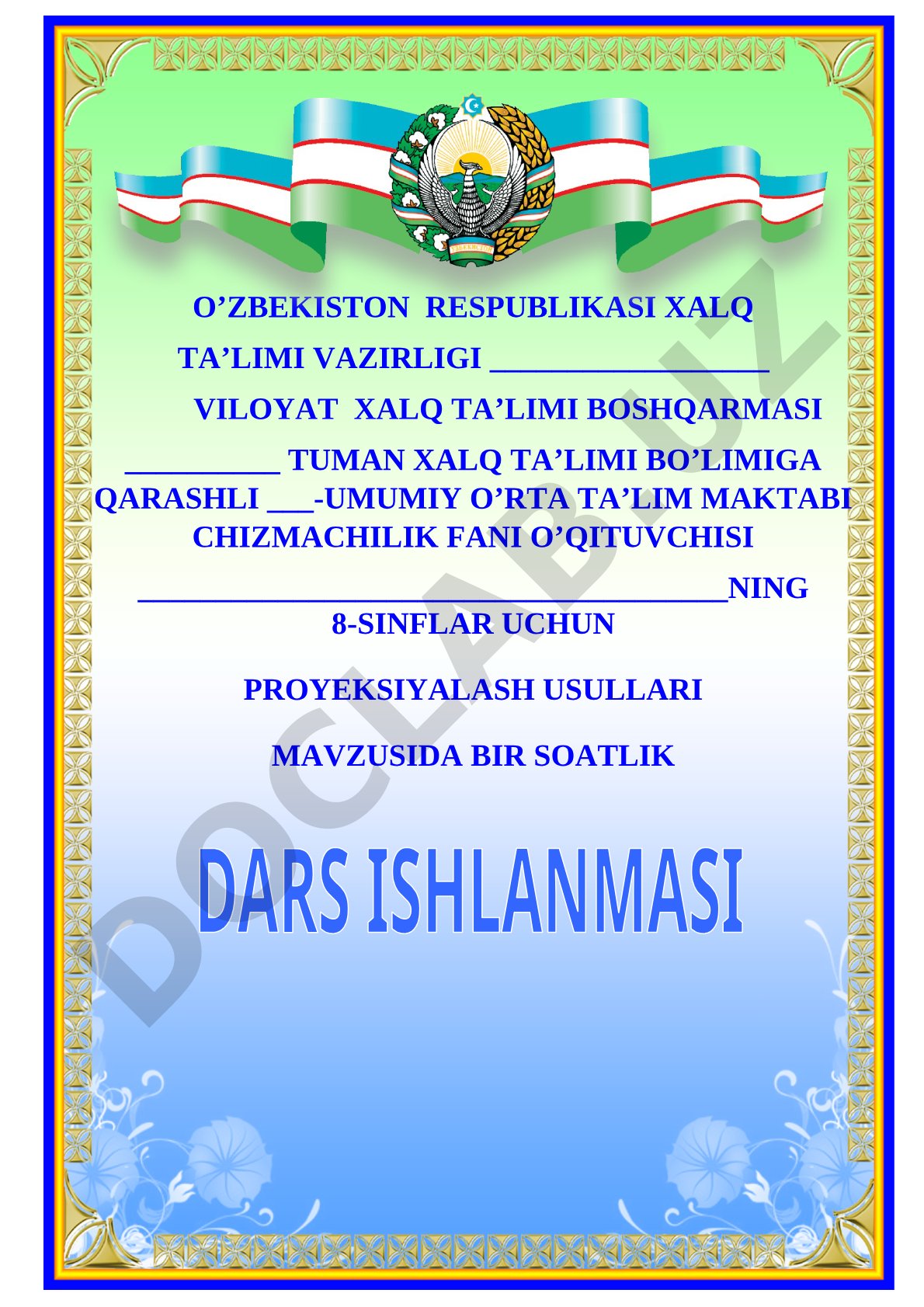 Chizmachilik dars ishlanmasi