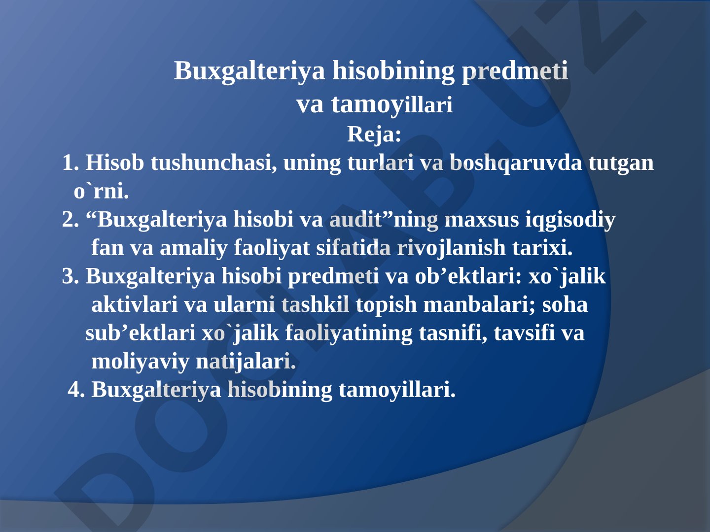 Buxgalteriya hisobi tamoyillari taqdimoti